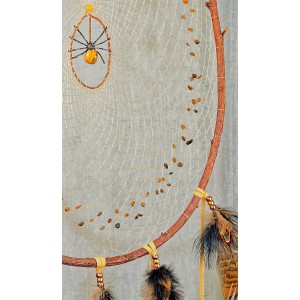 Item 230: Large One of a kind Branch Dream Catcher with Tiger's eye in webbing and Tiger's eye Spider Centre