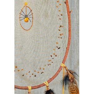 Item 230: Large One of a kind Branch Dream Catcher with Tiger's eye in webbing and Tiger's eye Spider Centre