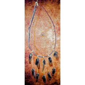 Item 230: Large One of a kind Branch Dream Catcher with Tiger's eye in webbing and Tiger's eye Spider Centre