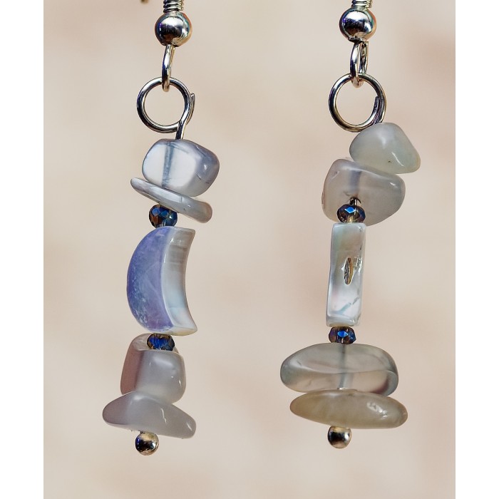 Item 233: Shell Moon and Moonstone earrings