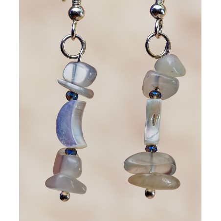 Item 233: Shell Moon and Moonstone earrings