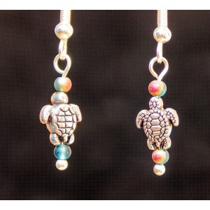 Item 234: Earrings - Mini Turtles with Turquoise-copper beads