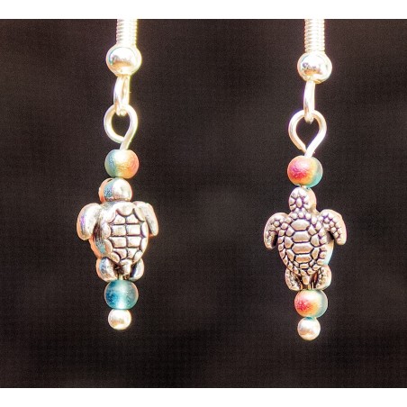 Item 234: Earrings - Mini Turtles with Turquoise-copper beads