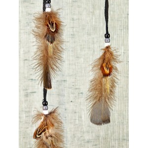 Item 224: 7 inch Dream Catcher -Black leather - Obsidian Snowflake gemstones - Eagle centre